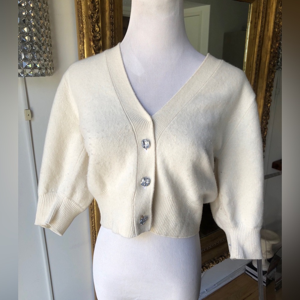 Sandro Cream Button-Up Sweater size small